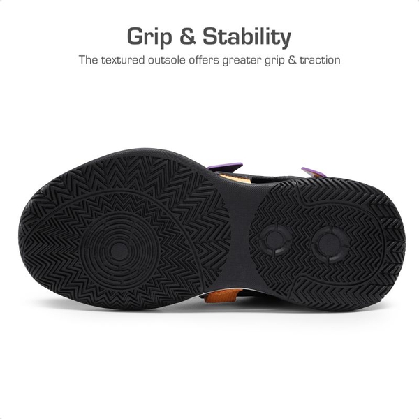 Kids Non-Slip Basketball Shoes  - BLACK-GOLD-PURPLE - 4